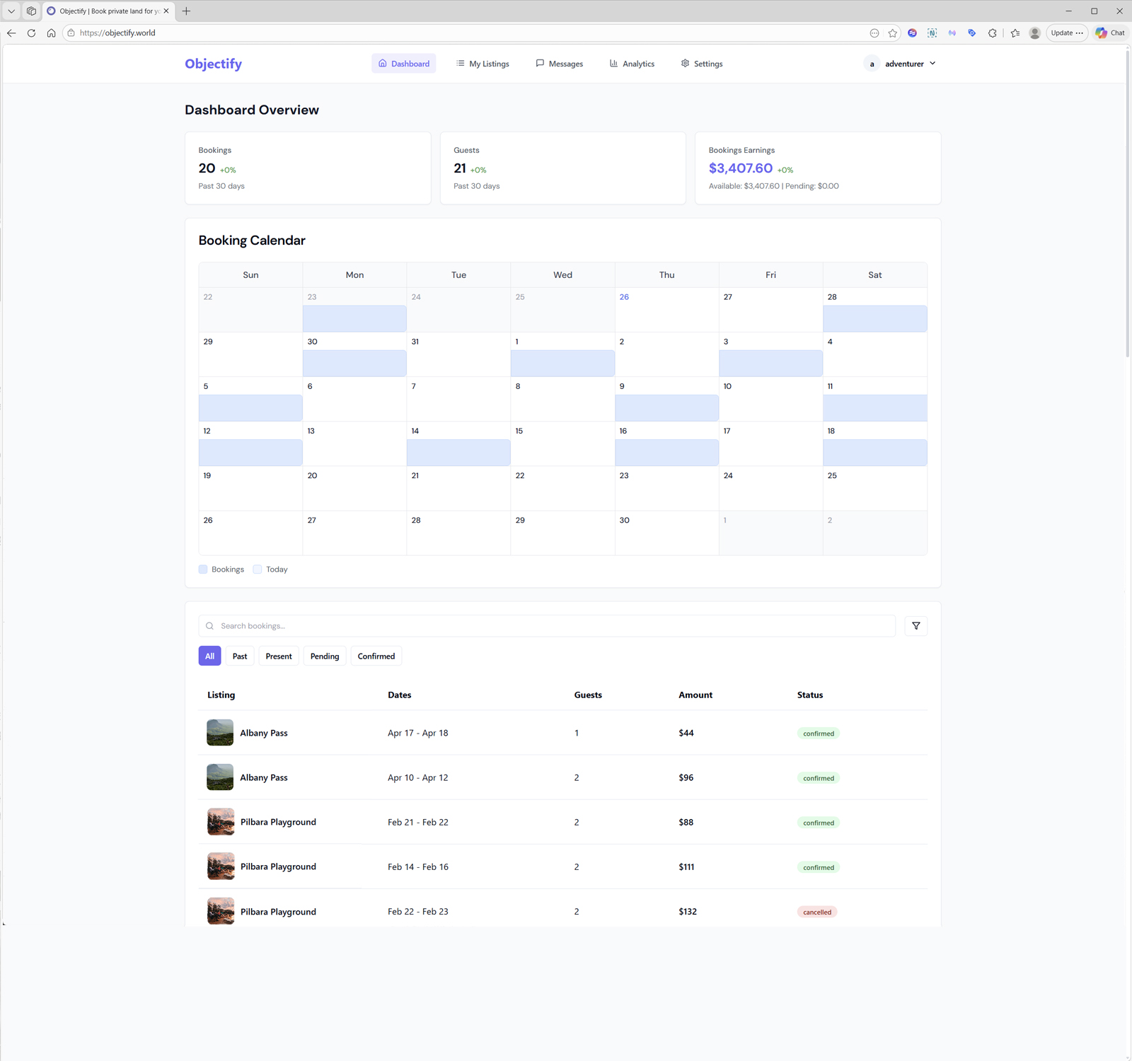 Manage bookings, revenue and guest activity in one place